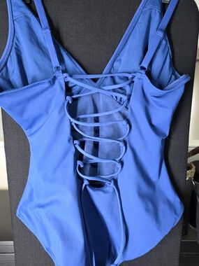 Blue Lace-Up One-Piece Women's Swimsuit